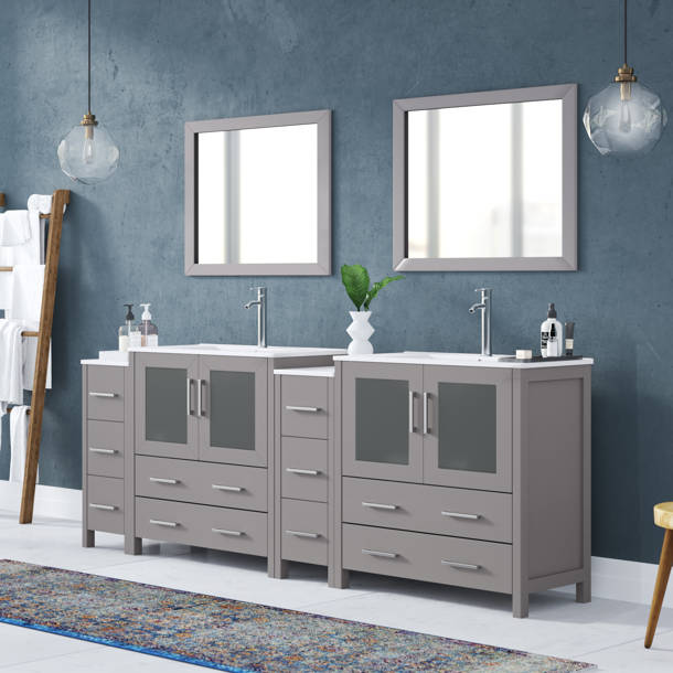 Wade Logan® Karson 96'' Double Bathroom Vanity with Engineered Marble ...